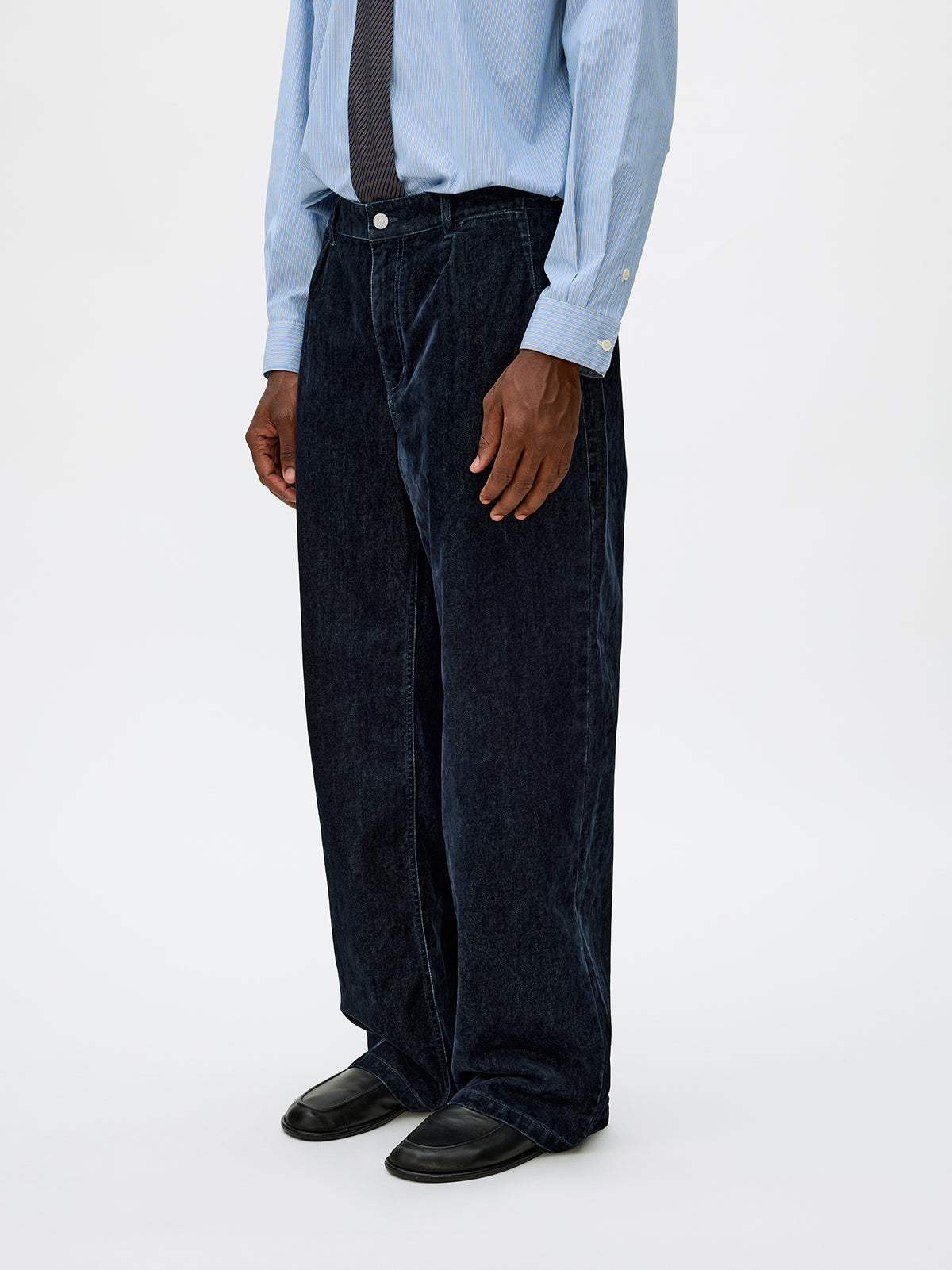 Adjustable Button Flock Denim Pants