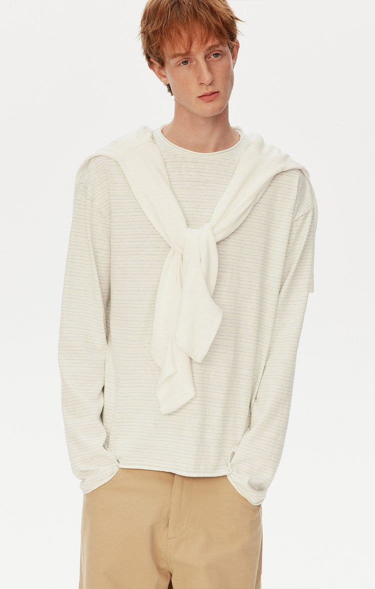 Retro Casual Roll-Up Stripe T-Shirt