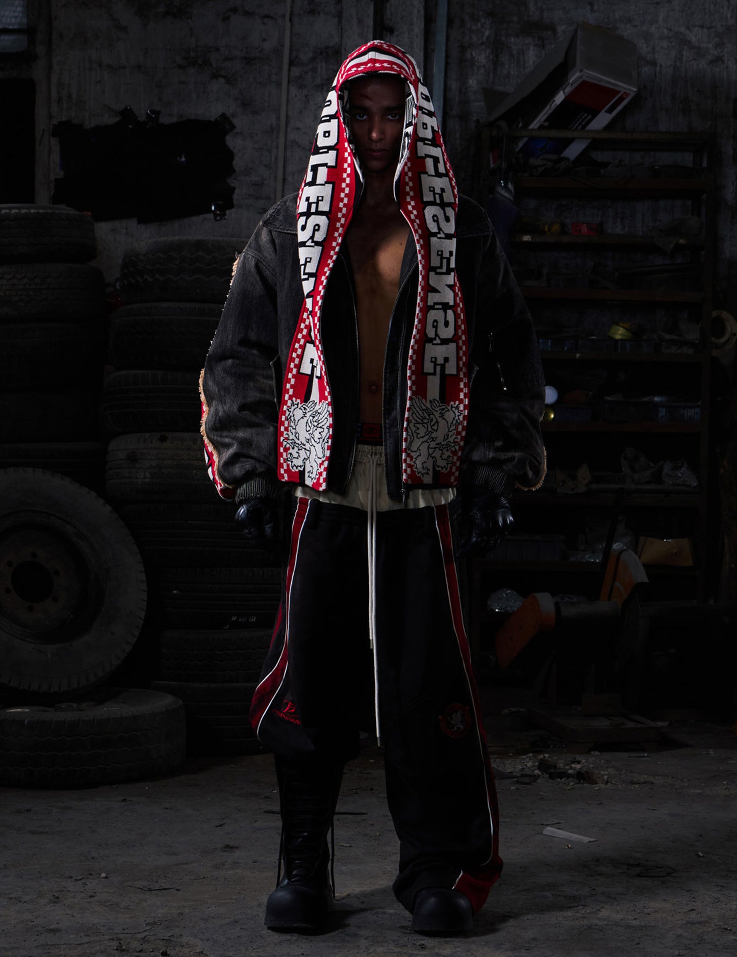 Distressed Racing Denim Jacket