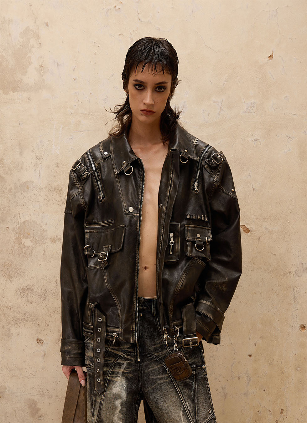 Retro PUNK leather jacket