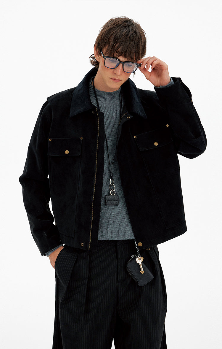 Unisex Corduroy Collar Jacket