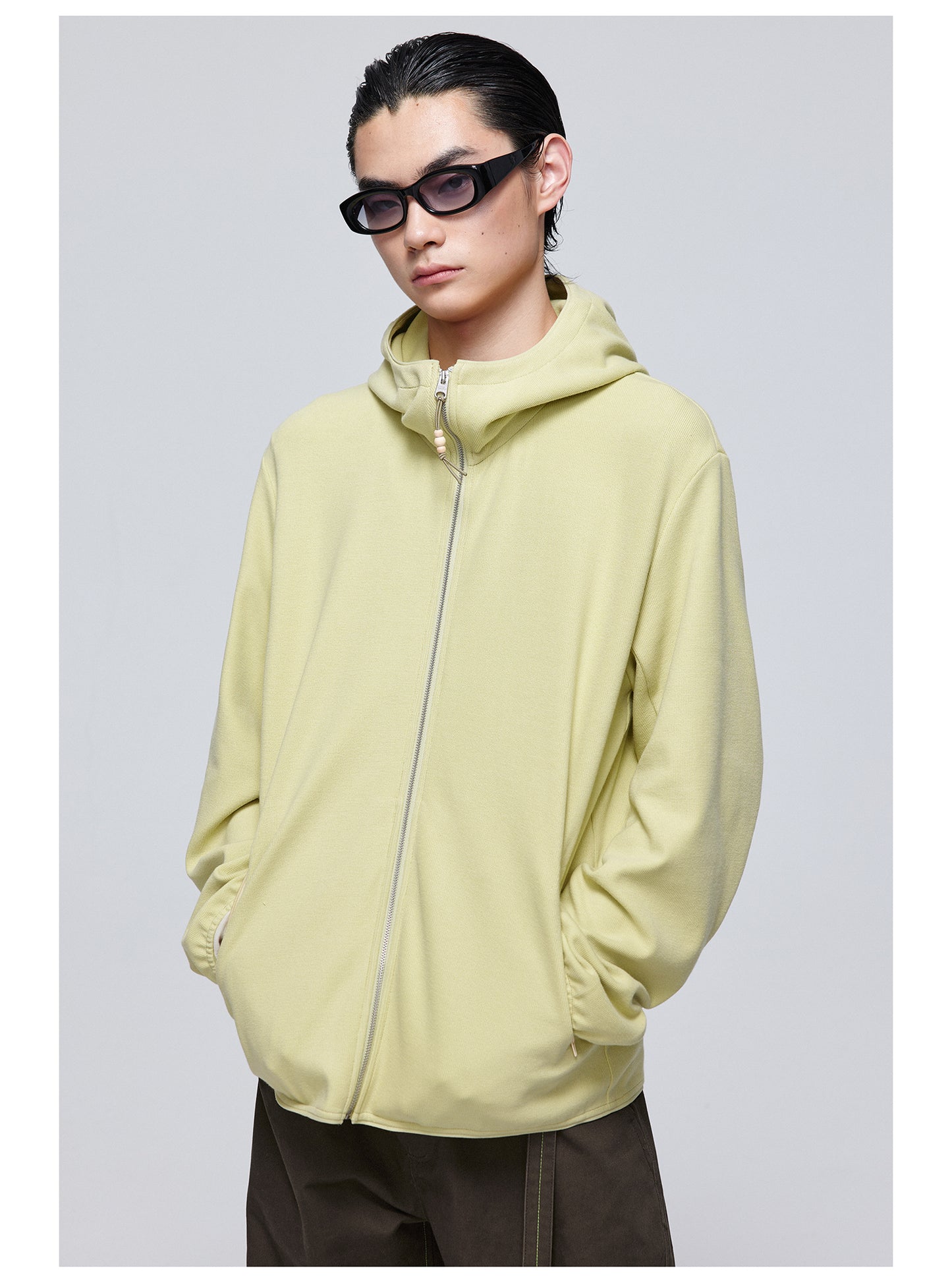 Zipper Basic Hooded Sweatshirt