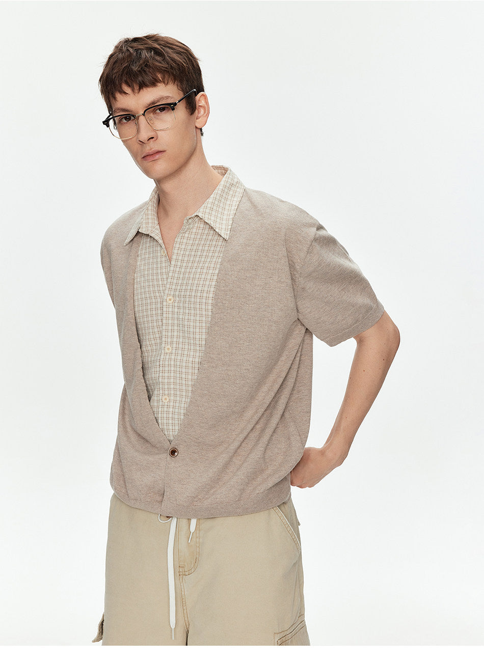 Faux Two-Piece Checkered Shirt