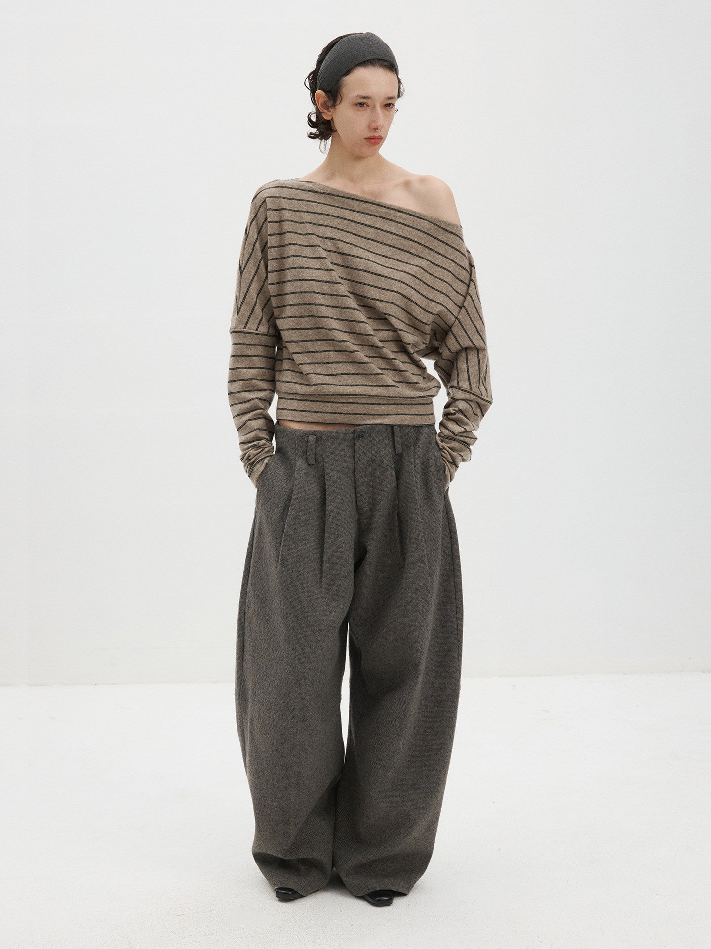 Striped Cross-Shoulder Knit