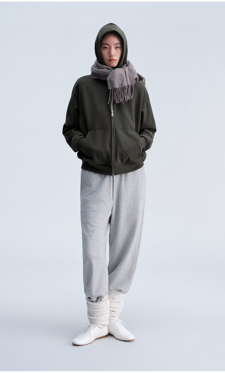 Short-Sleeve Hooded Zip-Up Sweatshirt