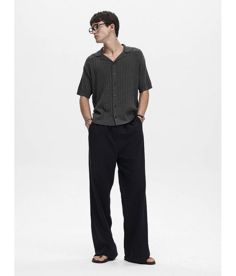 Turtleneck Button-Down Knit Shirt
