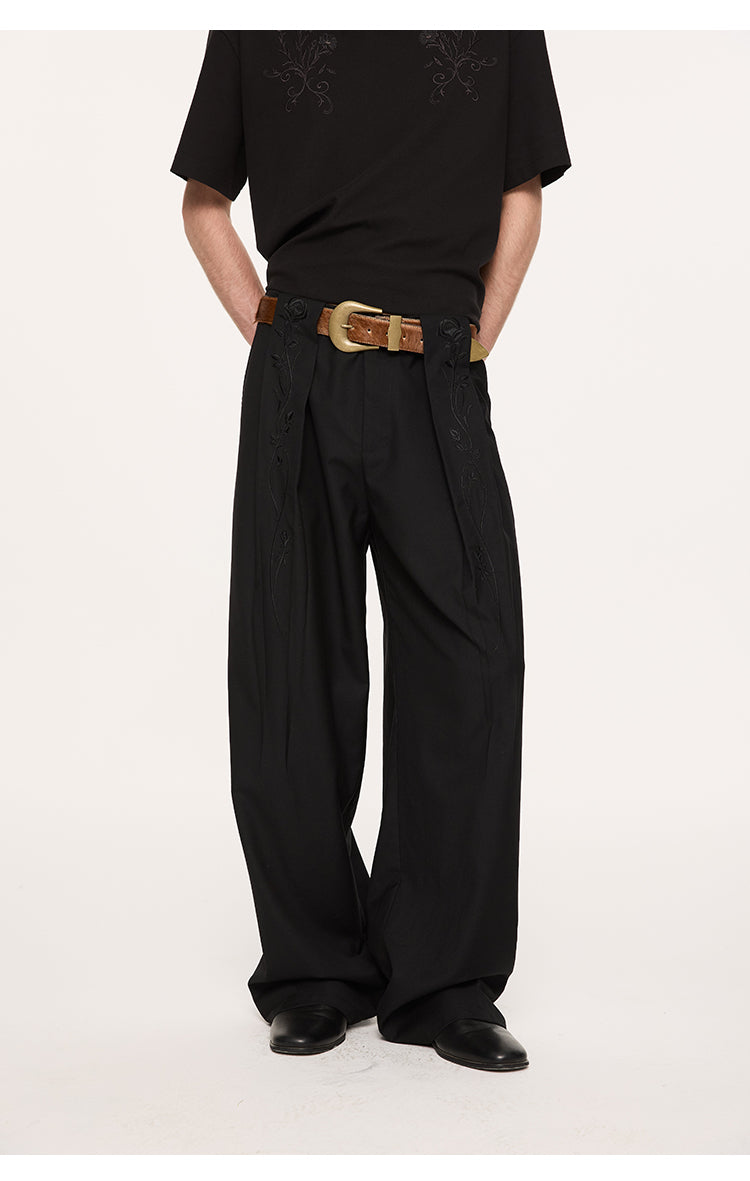 Draped straight casual pants