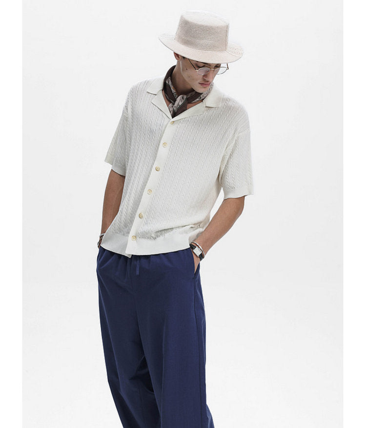 Turtleneck Button-Down Knit Shirt
