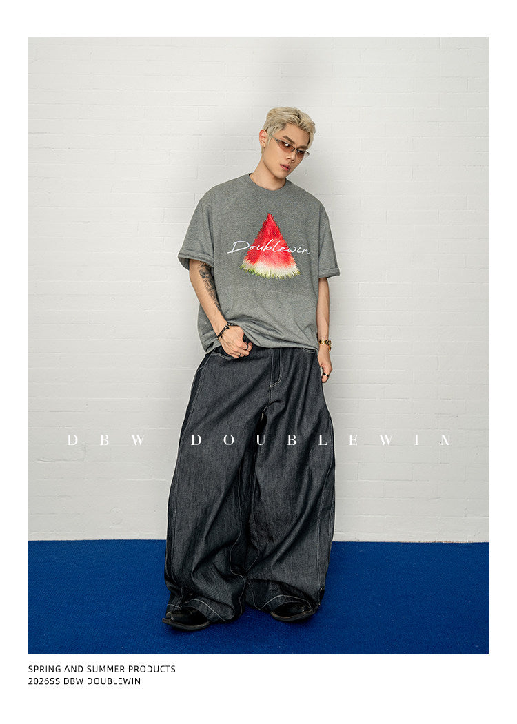 Contrast-Color Embroidered T-Shirt