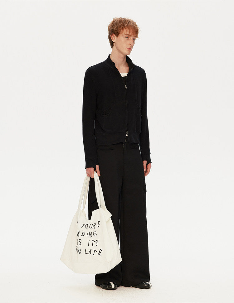 Stand-collar cropped sweatshirt