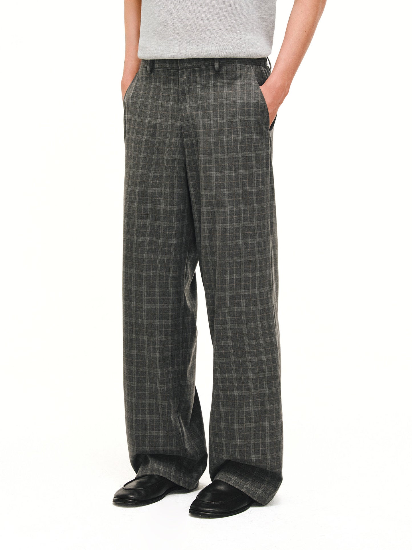 Checkered Straight-Leg Casual Pants