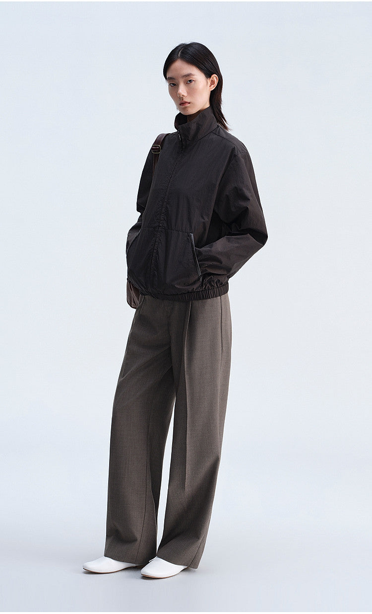 Casual Short Jacket with Stand-Up Collar