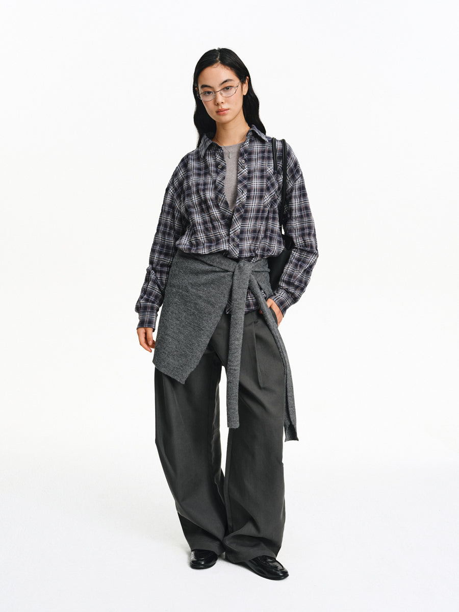 Multi-button Checkered Shirt