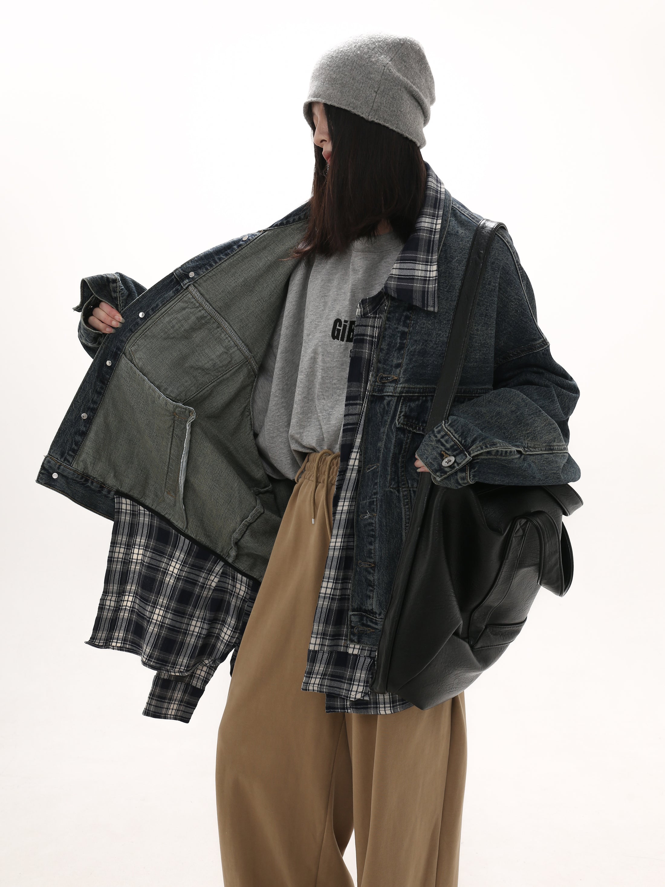 Denim stitching removable two-piece denim jacket