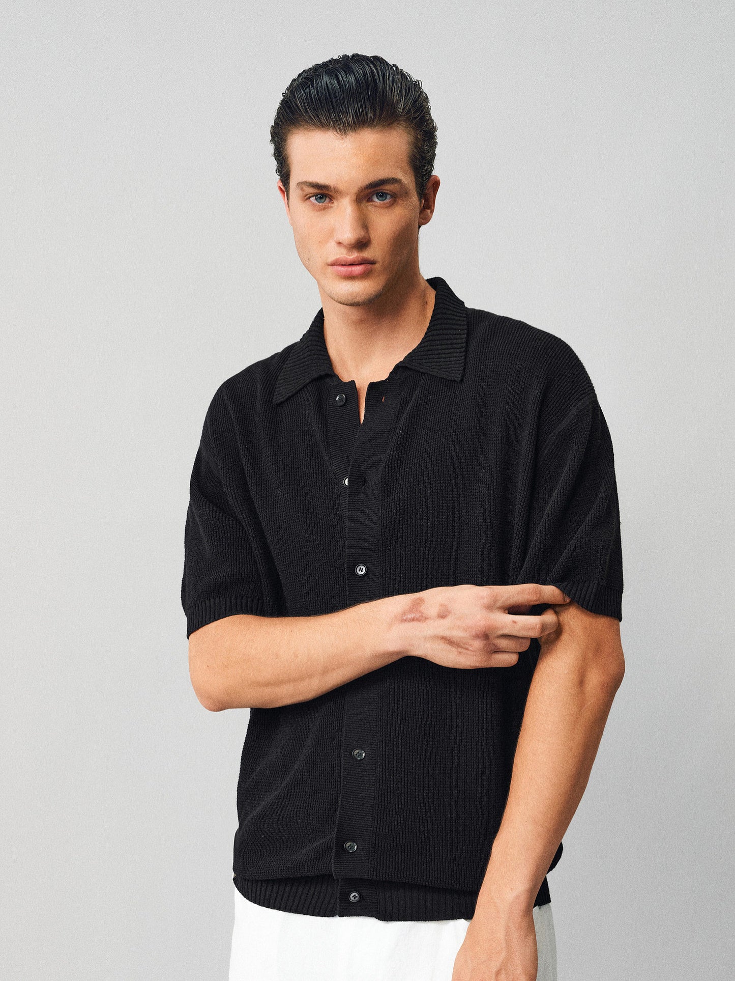 Textured Linen-Cotton Blend Shirt