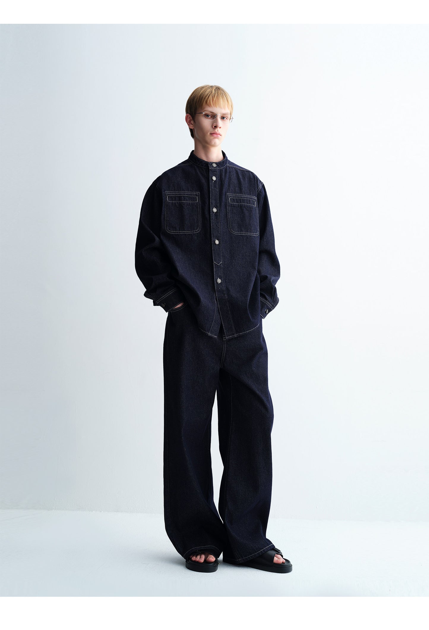 Henry Collar Double Pocket Shirt