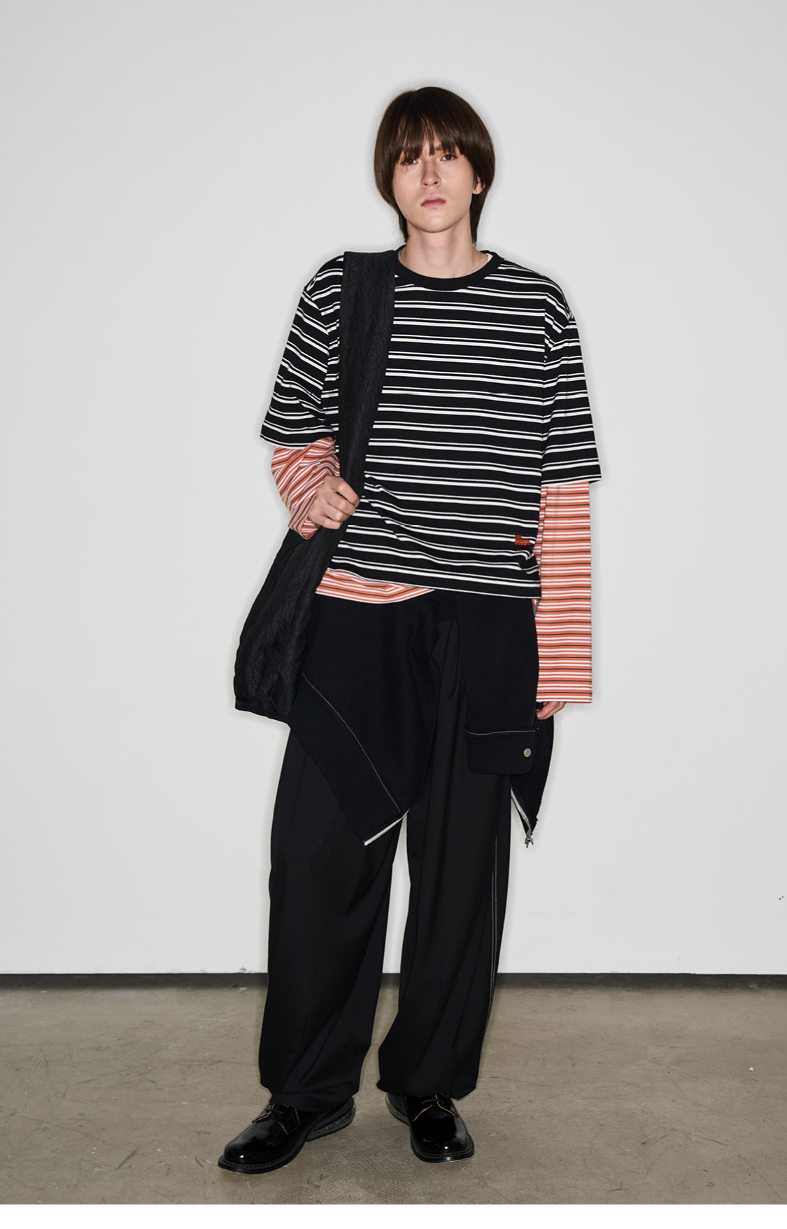 Striped faux two-piece T-shirt