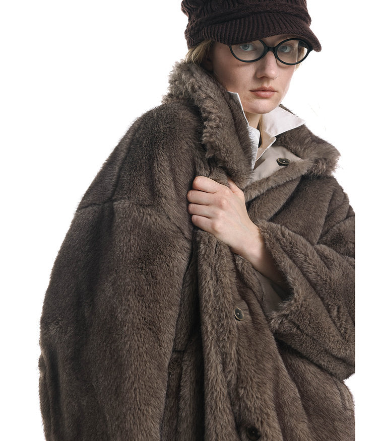 Reversible Faux Mink Fur Long Coat