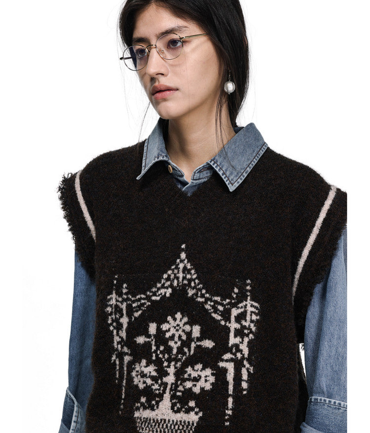 Jacquard Tassel Vest