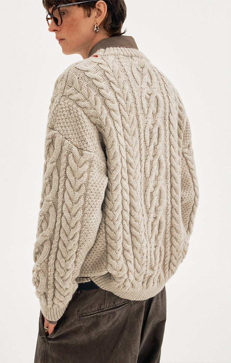 Retro-Style Cable-Knit Sweater