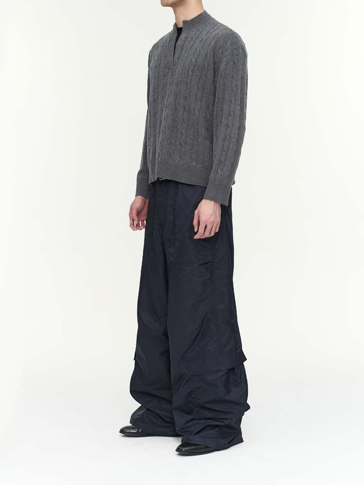 Nylon loose silhouette casual pants