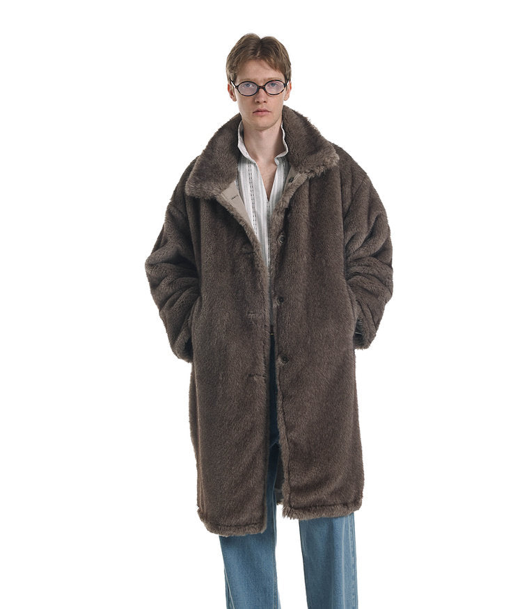 Reversible Faux Mink Fur Long Coat