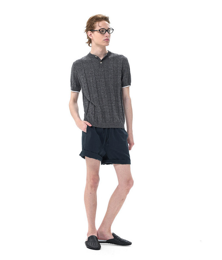 Henley-Neck Knit Shirt
