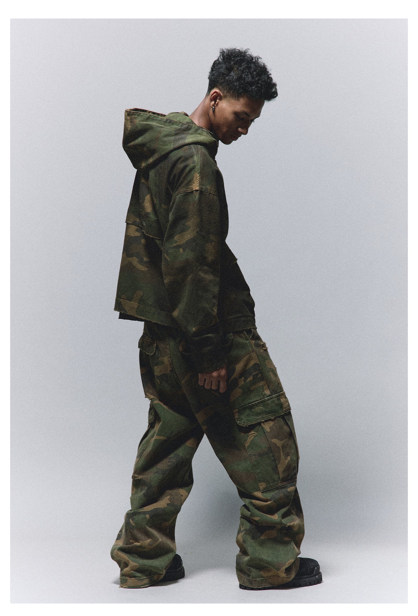 Camouflage Hooded Zipper Jacket