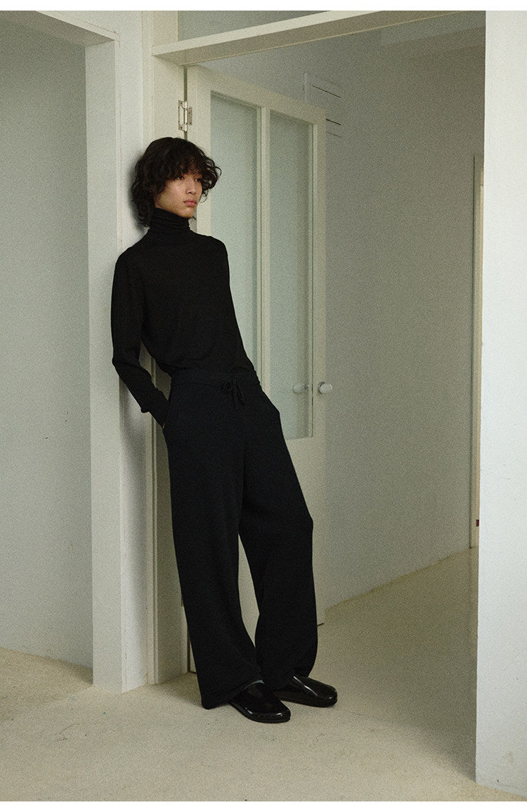 Straight-Leg Knit Casual Pants