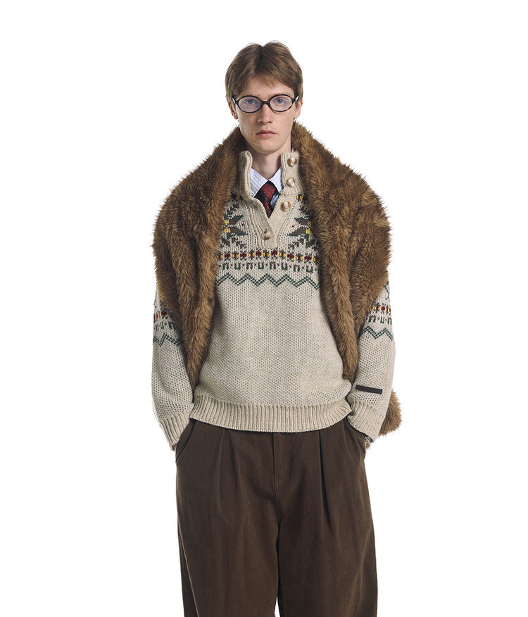 Wool Blend Color Block Sweater