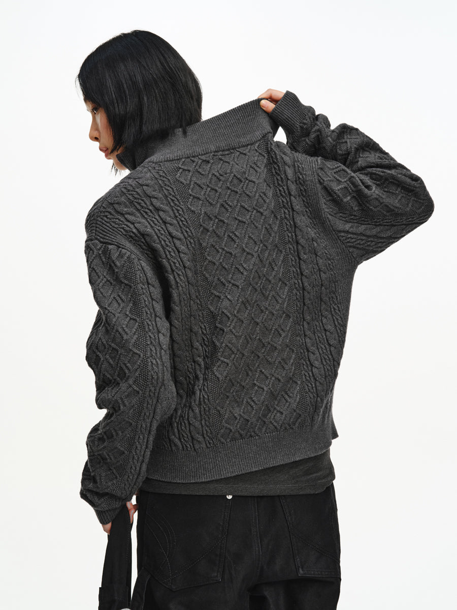 Stand Collar Half-Zip Sweater