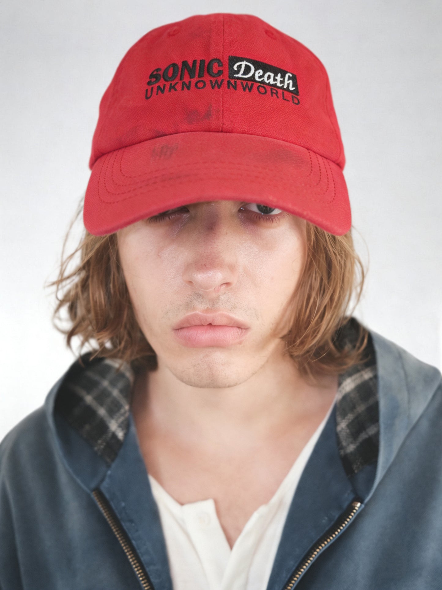 Distressed Cap with Embroidery