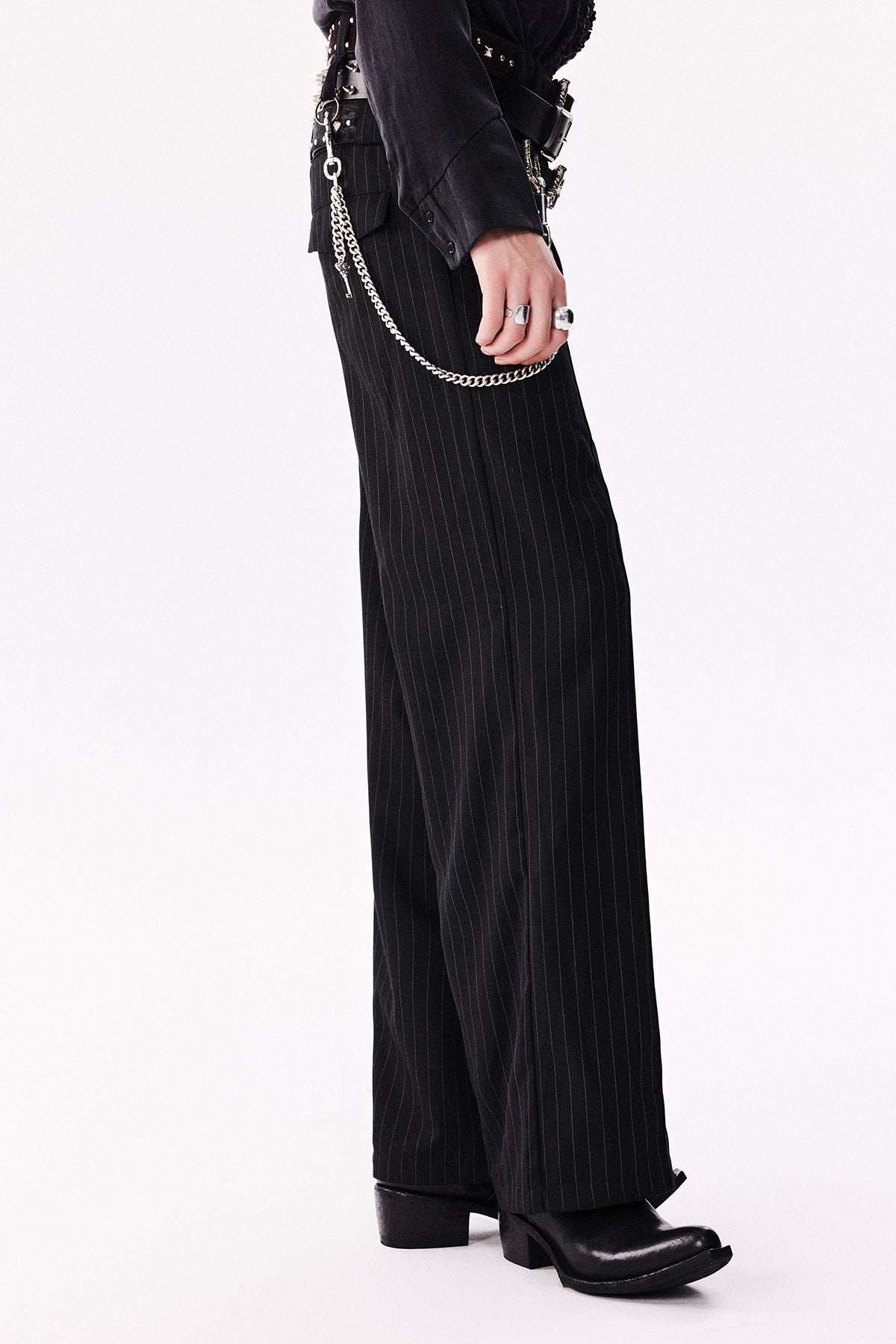 Metal Stripe Straight Casual Pants