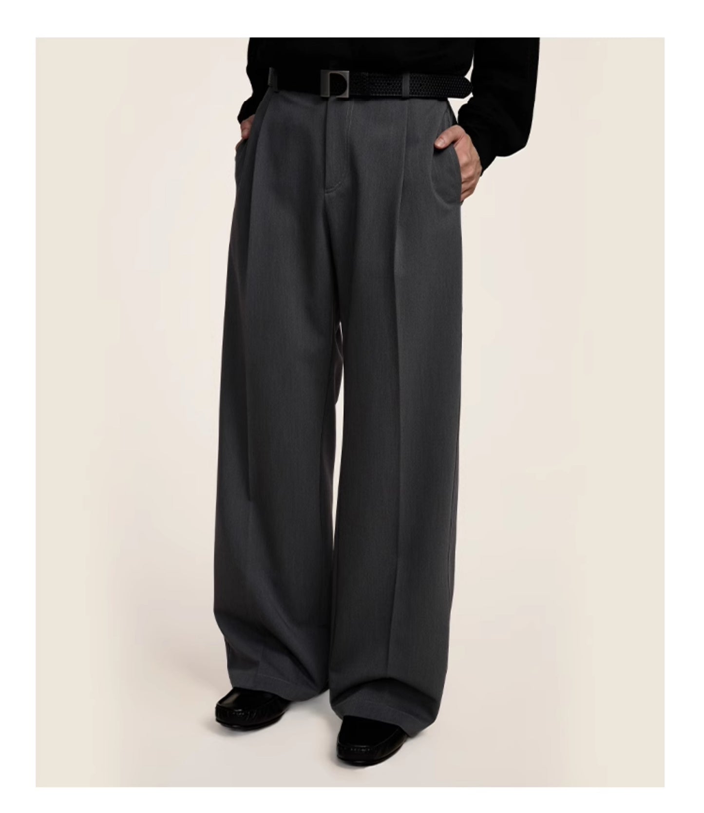 Semi-Elastic Waist Loose Straight Casual Pants