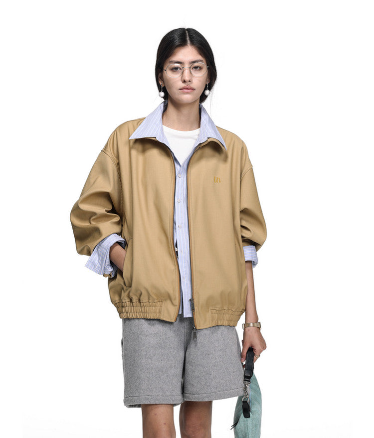 Faux Two-Piece Striped Patchwork Short Jacket