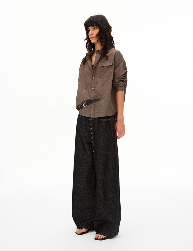 Button-down Design Denim Pants