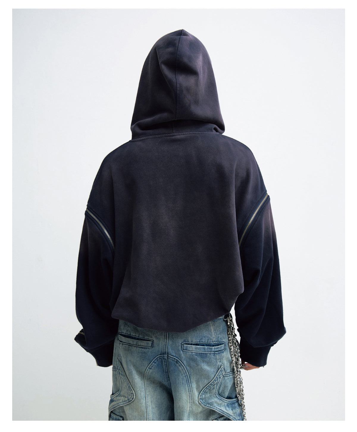 Detachable sleeves Damaged hooded sweatshirt