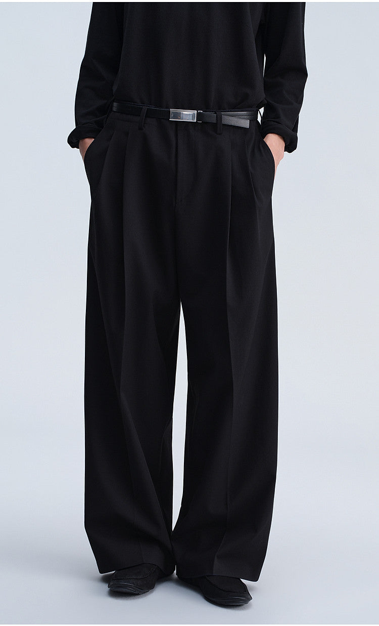 Vintage-Cut Drape Blend Casual Pants