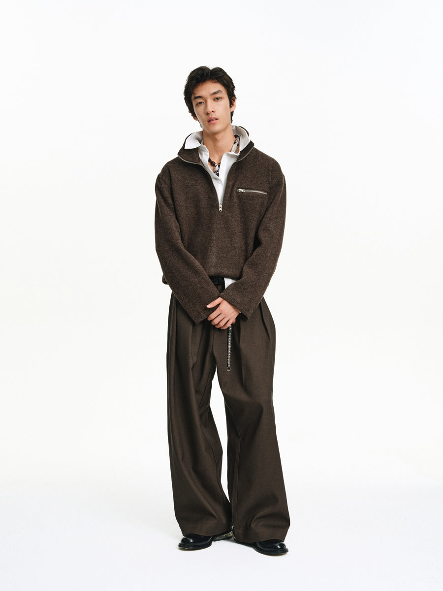 Stand Collar Zipper Shirt