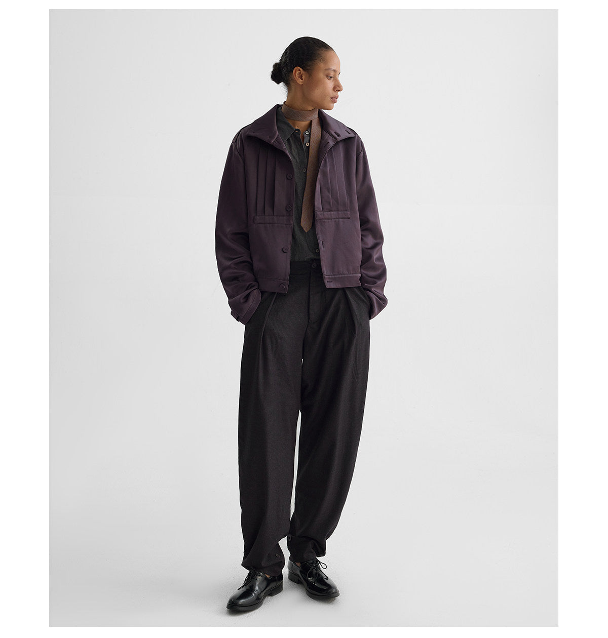 Accordion-Pleated Short Jacket