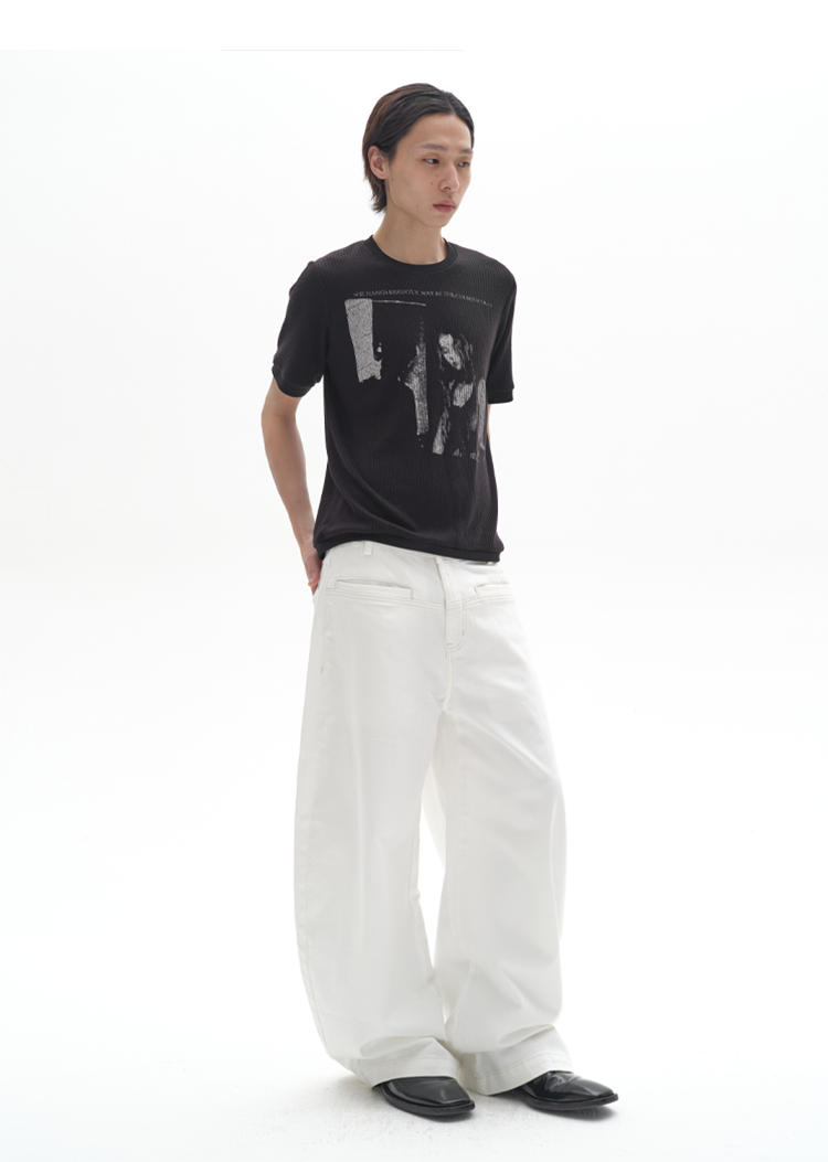 Wide-leg denim pants