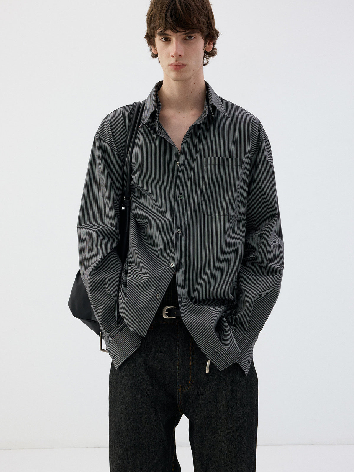 Striped Shirt with Detachable Collar