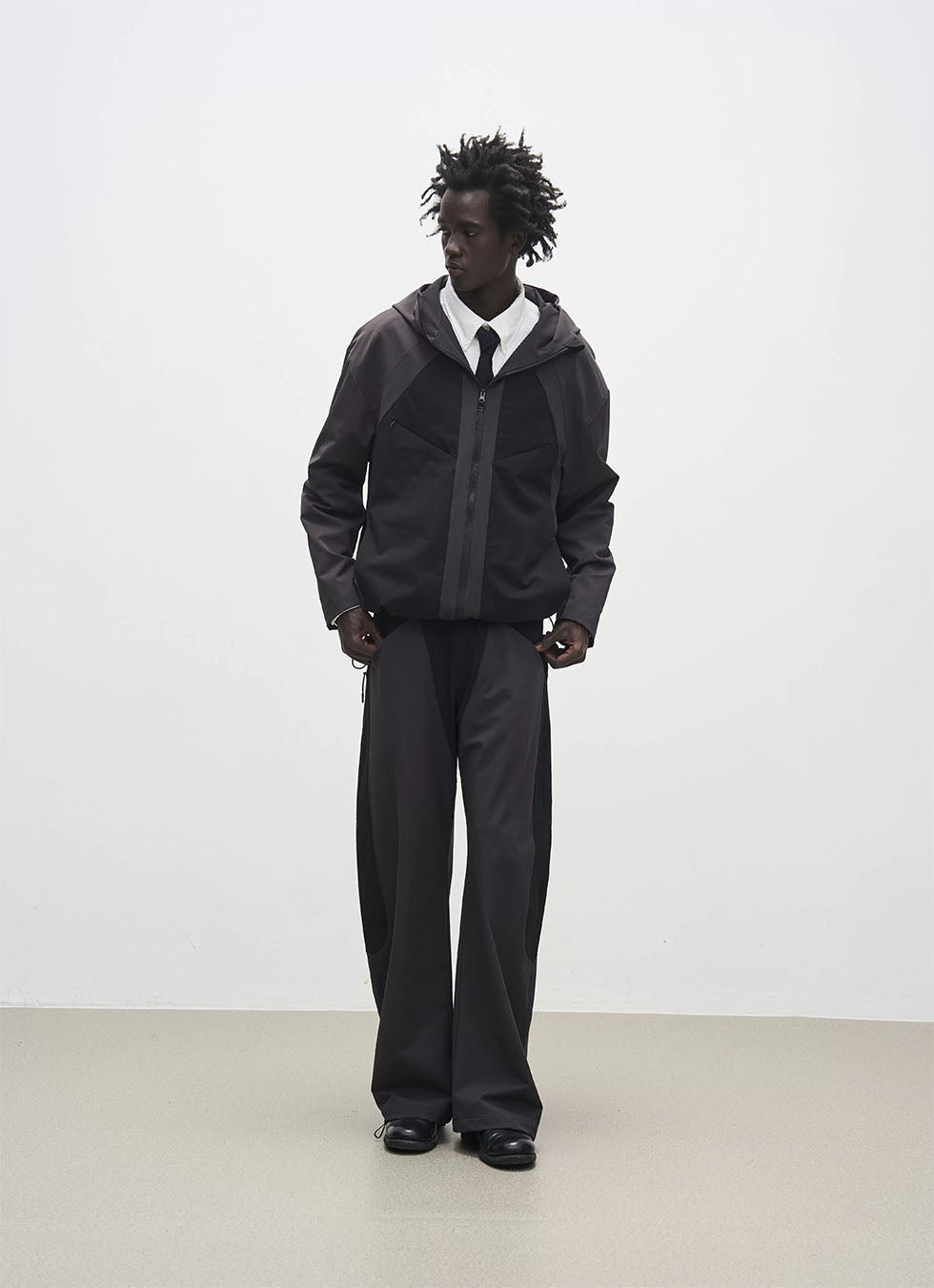 Spliced loose straight soft shell casual pants