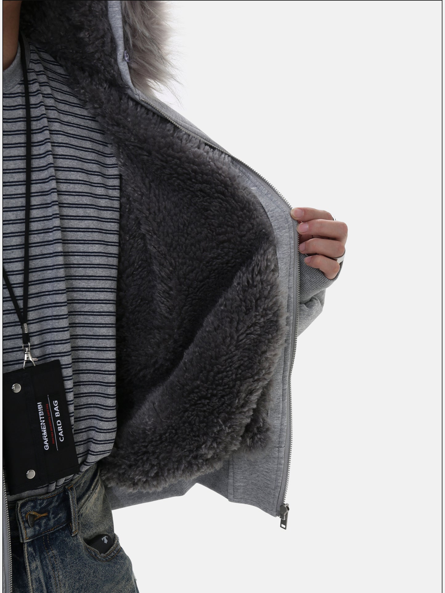 Detachable Collar Hooded Sweatshirt