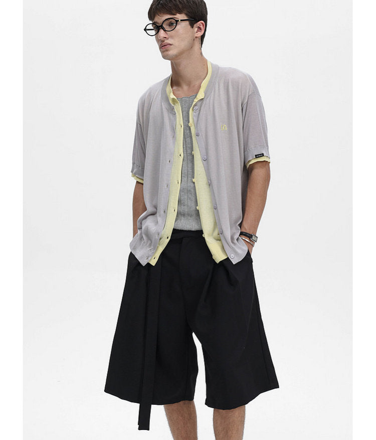 Faux Two-Piece Knit Cardigan
