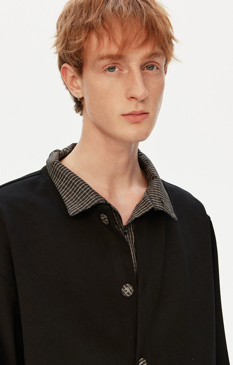 레트로 패치워크 페이크 투피스 셔츠 재킷