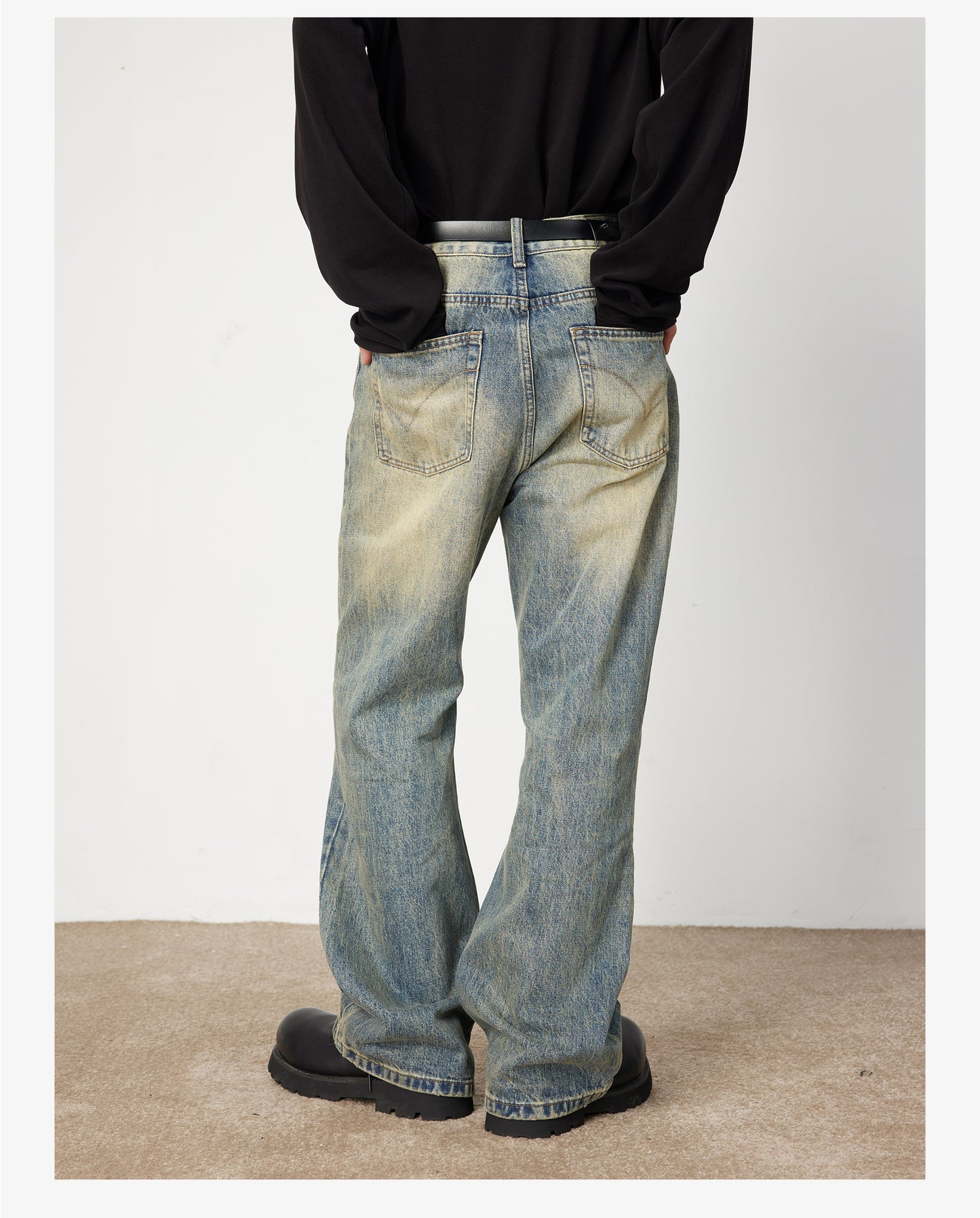 Yellow Mud Wash Bootcut Jeans