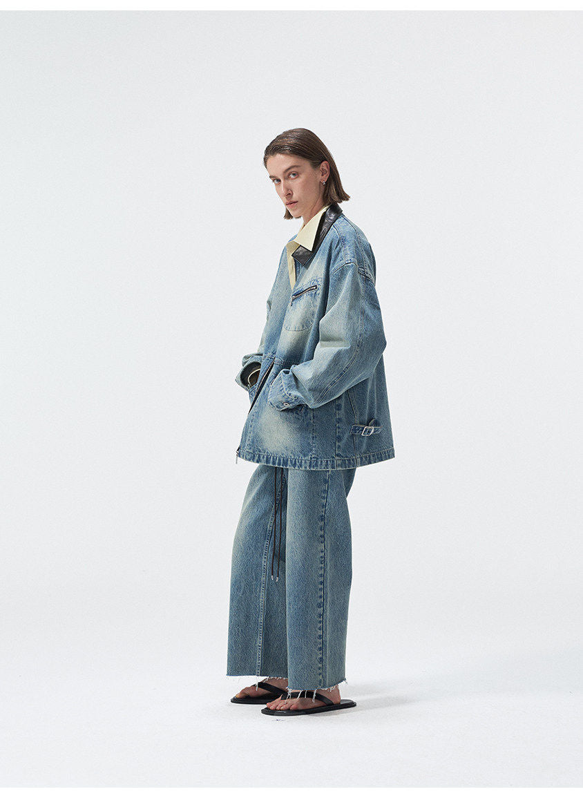 Wash Blue Straight-Leg Jeans