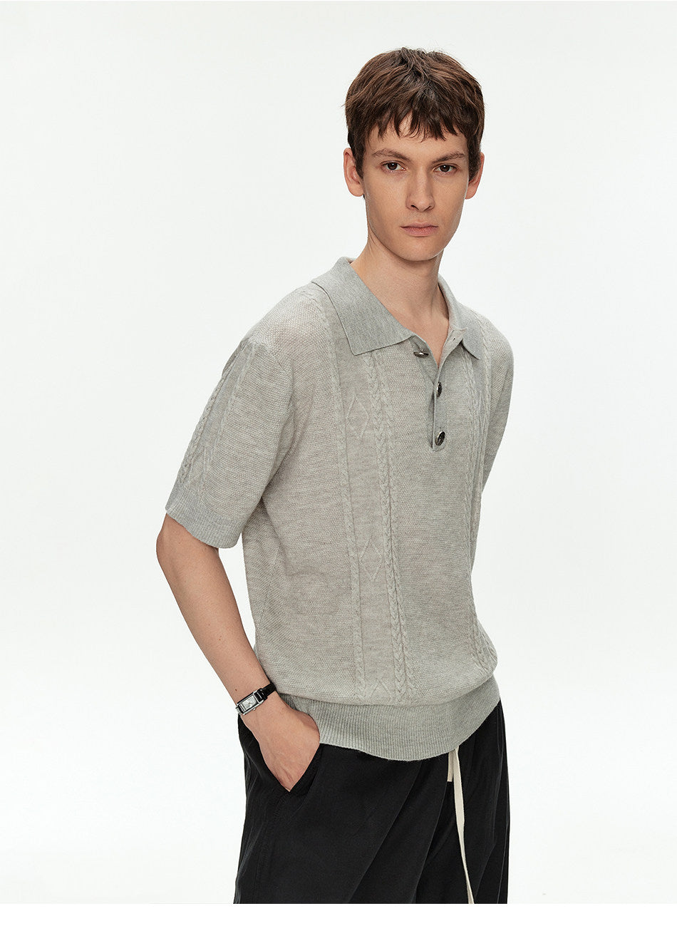 Wool-Blend Knit Polo Shirt