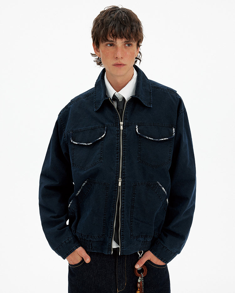 Multi-Pocket Wash-Finished Work Jacket